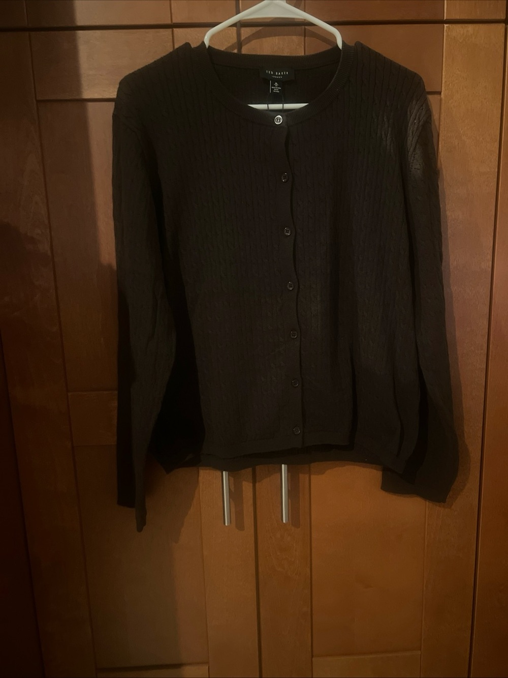 TED Baker Women’s 100% Cotton Cable Knit Cardigan Sweater Brown L